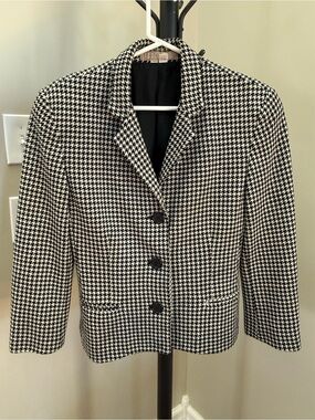 Vintage Perry Ellis Black & White Houndstooth Blazer